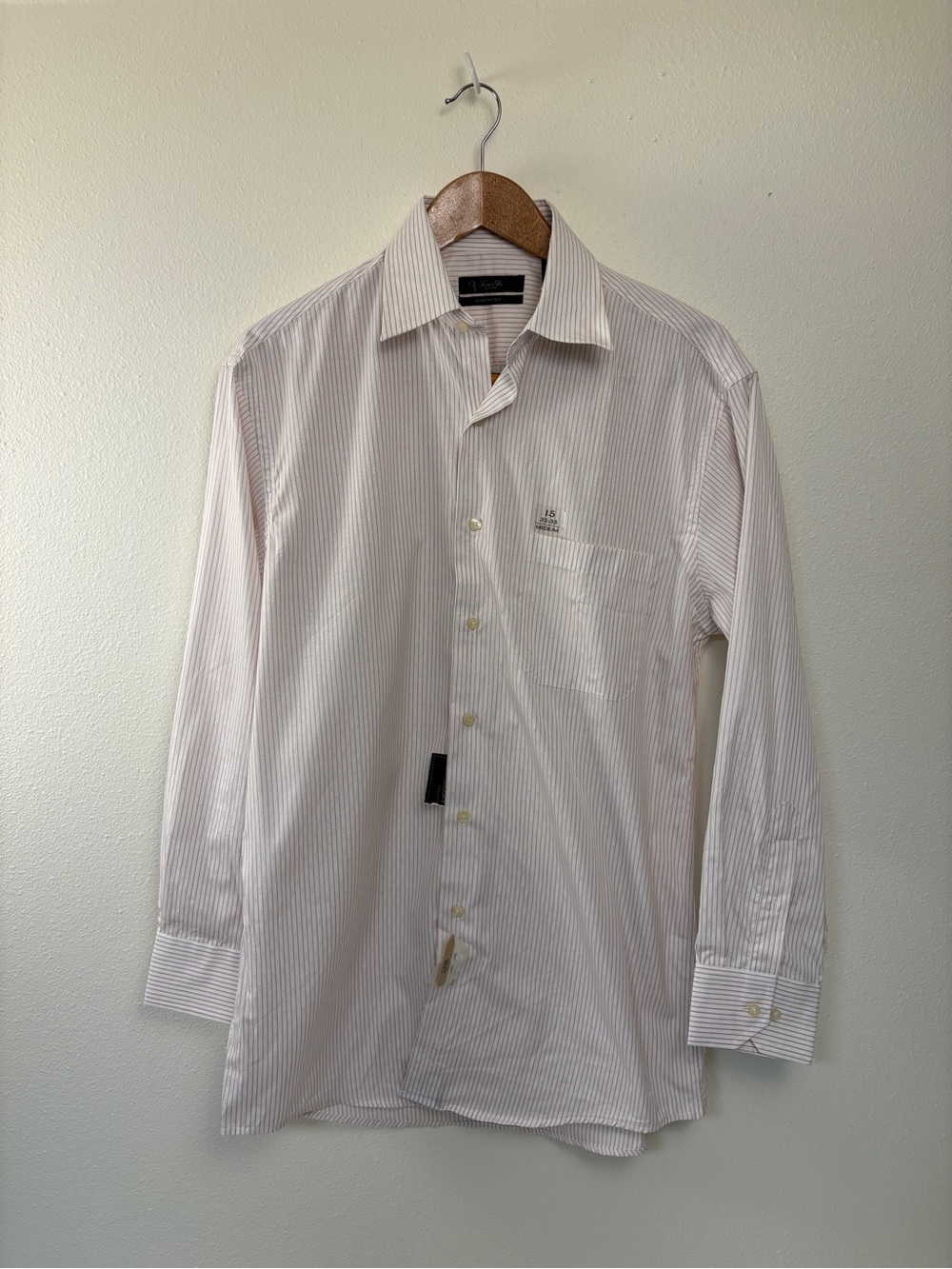 Tasso Elba Unisex Light Neutral Pinstripe Dress Shirt NWT Oversized Layering